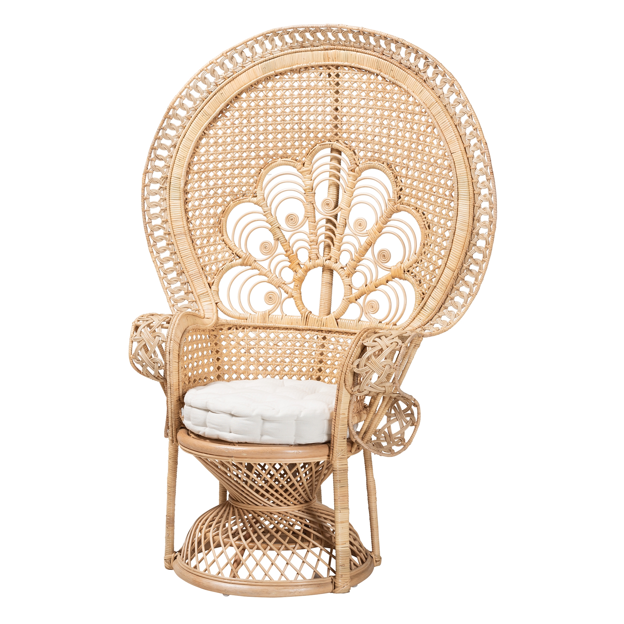 Baxton Studio Ediva Modern Bohemian Natural Brown Rattan Peacock